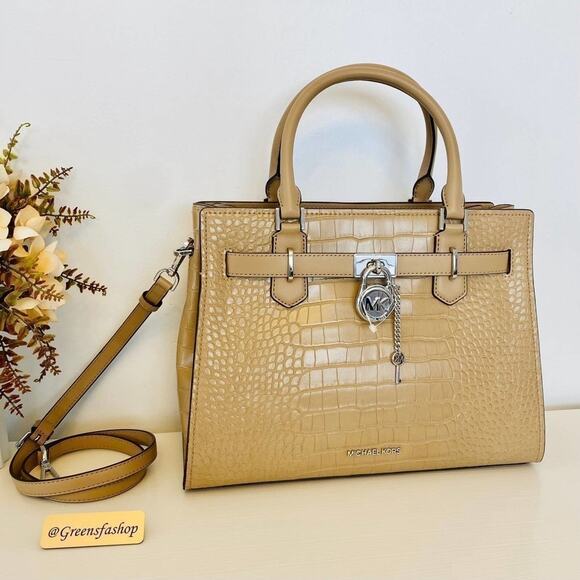 Michael Kors Handbags - Michael Kors Purse Hamilton Medium Leather Satchel Camel
